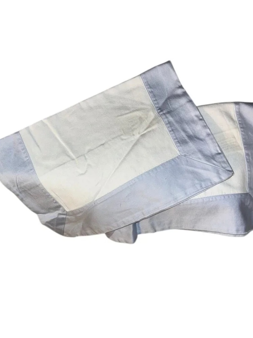 Neutral Linen Napkins with Light Blue Border